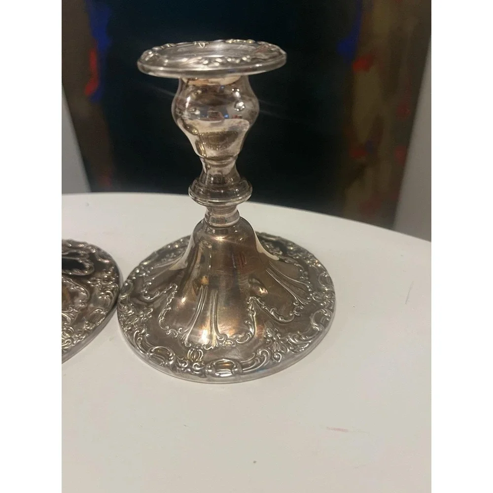 Gorham Chantilly Candlesticks Silver Plate Vintage YC3004